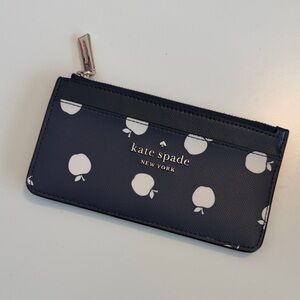 Kate Spade Dark Blue and White Apple Card Case